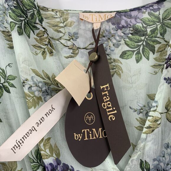 byTiMo Dress Women's Large Mini Bohemian Floral Ruffle Trim Belt Wrap NEW - Picture 5 of 16